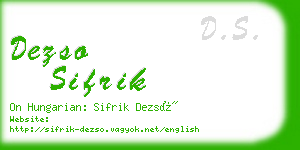 dezso sifrik business card